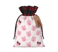zkyfll Funny Pink Pig Face print Christmas Drawstring Gifts Bags Color matching gifts bag birthdays gifts-wrapping