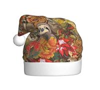 zkyfll Funny Sloths print Christmas Santa Hat Plush Funny Christmas Hat For Adult,Christmas Party