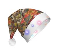 zkyfll Funny Sloths print Christmas Santa Hat Plush Light Up Funny Christmas Hat For Adult,Christmas Party