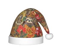 zkyfll Funny Sloths print Christmas Santa Hat small size, Christmas gifts Plush Funny Christmas Hat,party