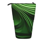 zkyfll Green Curve Texture print Upright Pencil Case, Telescopic Pencil Holder, Cute Pencil Bag, Pencli Organizer