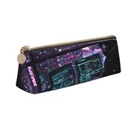 zkyfll hacker era print personalized Pencil Case Leather Pencil Pouch Stationery Organizer Makeup Bag