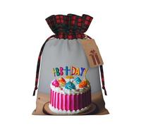 zkyfll Happy Birthday Cake print Christmas Drawstring Gift Bags Xmas Holiday Party Candy Presents bag,8.3 x 11.8 in