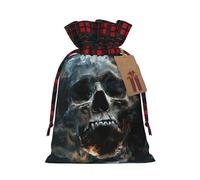 zkyfll horror ghost skull print Christmas Drawstring Gift Bags Xmas Holiday Party Candy Presents bag,4.7 x 6.9 in