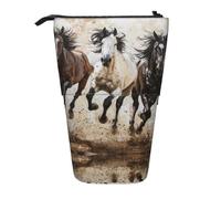 zkyfll Horses Running Art print Upright Pencil Case, Telescopic Pencil Holder, Cute Pencil Bag, Pencli Organizer