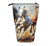 zkyfll Horses Running Art print Upright Pencil Case, Telescopic Pencil Holder, Cute Pencil Bag, Pencli Organizer