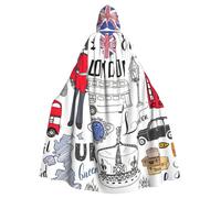 zkyfll I Love London Print Women Men Adults Length Hooded Cloak Cape with Hooded Halloween Cosplay Costumes