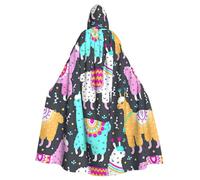zkyfll Indian Alpaca Print Women Men Adults Length Hooded Cloak Cape with Hooded Halloween Cosplay Costumes