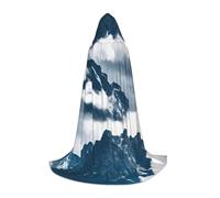 zkyfll Landscape with Mountains and Clouds Print Small size Hooded Cloak Halloween Costume,Halloween Cosplay Witch,Robe Cape