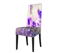 zkyfll Lavender Flower Print Chair Seat Covers for Dining Room Stretch Washable Anti-dust for Wedding Party