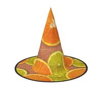 zkyfll lemons and oranges print Halloween headwear Halloween Decorations Witch Hat Wizard Hat Costume Accessory, Black, 3 PCS