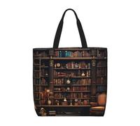zkyfll Library Bookshelf print Tote Bag for Women Reusable Shopping Bag Large Beach Bag Travel Vacation Work