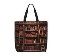 zkyfll Library Bookshelf print Tote Bag for Women Reusable Shopping Bag Large Beach Bag Travel Vacation Work