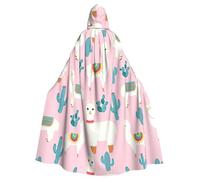 zkyfll Llama Cactus Print Women Men Adults Length Hooded Cloak Cape with Hooded Halloween Cosplay Costumes