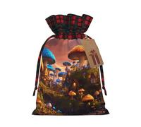 zkyfll Magic Mushroom print Christmas Drawstring Gift Bags Xmas Holiday Party Candy Presents bag,8.3 x 11.8 in