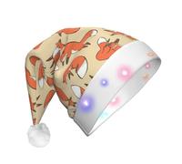 zkyfll Many foxes print Christmas Santa Hat Plush Light Up Funny Christmas Hat For Adult,Christmas Party