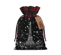 zkyfll Night Paris Eiffel Tower print Christmas Drawstring Gift Bags Xmas Holiday Party Candy Presents bag,8.3 x 11.8 in