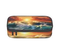 Zkyfll Ocean Sunset Scenery print Large Capacity Pencil Case Pouch Organizer Portable Bag Makeup Bag Cosmetic Bag