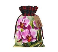zkyfll Orchid print Christmas Drawstring Gift Bags Xmas Holiday Party Candy Presents bag,8.3 x 11.8 in
