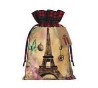 zkyfll Paris Eiffel Tower print Christmas Drawstring Gift Bags Xmas Holiday Party Candy Presents bag,4.7 x 6.9 in
