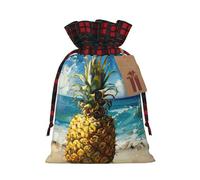 zkyfll Pineapple by The Sea print Christmas Drawstring Gift Bags Xmas Holiday Party Candy Presents bag,4.7 x 6.9 in
