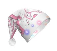 zkyfll Pink Ballet Shoes print Christmas Santa Hat Plush Light Up Funny Christmas Hat For Adult,Christmas Party