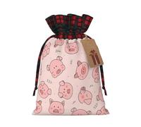 zkyfll Pink cute pig print Christmas Drawstring Gift Bags Xmas Holiday Party Candy Presents bag,8.3 x 11.8 in