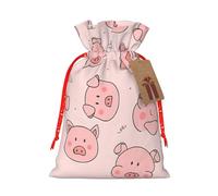 zkyfll Pink cute pig print Christmas Drawstring Gift Bags Xmas Holiday Party Favor Candy Treats Presents