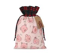 zkyfll Pink cute pig print Christmas Drawstring Gifts Bags Color matching gifts bag birthdays gifts-wrapping
