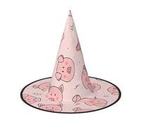zkyfll Pink cute pig print Halloween headwear Halloween Decorations Witch Hat Wizard Hat Costume Accessory