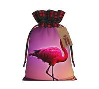 zkyfll Pink Flamingo pattern print Christmas Drawstring Gift Bags Xmas Holiday Party Candy Presents bag,4.7 x 6.9 in