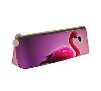 zkyfll Pink Flamingo pattern print personalized Pencil Case Leather Pencil Pouch Stationery Organizer Makeup Bag
