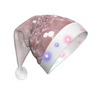 zkyfll Pink Glitter print Christmas Santa Hat Plush Light Up Funny Christmas Hat For Adult,Christmas Party