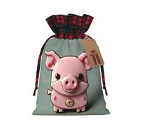 zkyfll pink pig print Christmas Drawstring Gift Bags Xmas Holiday Party Candy Presents bag,8.3 x 11.8 in
