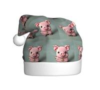 zkyfll pink pig print Christmas Santa Hat Plush Funny Christmas Hat For Adult,Christmas Party