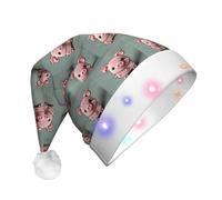 zkyfll pink pig print Christmas Santa Hat Plush Light Up Funny Christmas Hat For Adult,Christmas Party