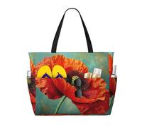 zkyfll poppy flower print Large Waterproof Beach Bag for Women Tote Bag for Travel Vacation fun Travel Bag