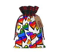 zkyfll Rainbow Colored Gay Pride Hearts print Christmas Drawstring Gift Bags Xmas Holiday Party Candy Presents bag,8.3 x 11.8 in