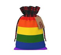 zkyfll Rainbow Flag print Christmas Drawstring Gift Bags Xmas Holiday Party Candy Presents bag,8.3 x 11.8 in