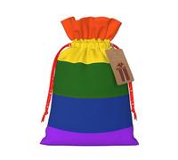 zkyfll Rainbow Flag print Christmas Drawstring Gift Bags Xmas Holiday Party Favor Candy Treats Presents
