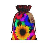 zkyfll Rainbow Sunflower print Christmas Drawstring Gift Bags Xmas Holiday Party Candy Presents bag,8.3 x 11.8 in