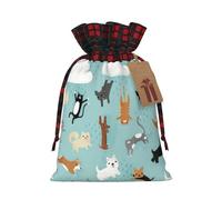zkyfll Raining Cats & Dogs print Christmas Drawstring Gift Bags Xmas Holiday Party Candy Presents bag,8.3 x 11.8 in