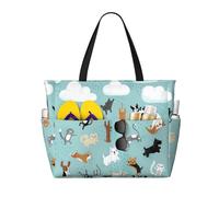 zkyfll Raining Cats & Dogs print Large Waterproof Beach Bag for Women Tote Bag for Travel Vacation fun Travel Bag