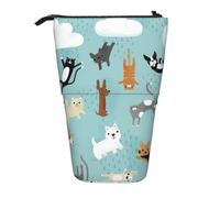 zkyfll Raining Cats & Dogs print Upright Pencil Case, Telescopic Pencil Holder, Cute Pencil Bag, Pencli Organizer