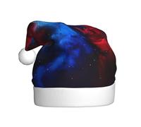 zkyfll Red blue galaxy print Christmas Santa Hat Plush Funny Christmas Hat For Adult,Christmas Party