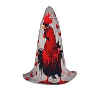 zkyfll Red Chicken Print Small size Hooded Cloak Halloween Costume,Halloween Cosplay Witch,Robe Cape