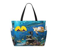 zkyfll Sea Turtles print Large Waterproof Beach Bag for Women Tote Bag for Travel Vacation fun Travel Bag