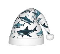 zkyfll Shark Pattern with Various Gestures print Christmas Santa Hat small size, Christmas gifts Plush Funny Christmas Hat,party