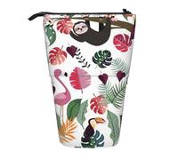 zkyfll Sloth in Pink Tropical Jungle print Upright Pencil Case, Telescopic Pencil Holder, Cute Pencil Bag, Pencli Organizer