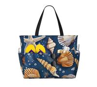 zkyfll Starfish and Seashell Pattern print Large Waterproof Beach Bag for Women Tote Bag for Travel Vacation fun Travel Bag